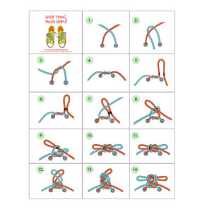 shoe tying made simple poster salmon and teal